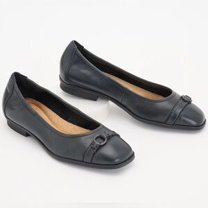 NEW Clarks Sz 6.5W Women's Lyrical Sky O-Ring Strapped Ballet Flats Navy
